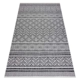 Tapis Sizal Sion Zigzag, Diamants Boho 22168 Tissé à Plat Noir / Ecru 120x170 Cm