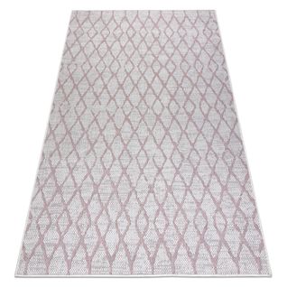 Tapis Sizal Sion Trellis 22129 Tissé à Plat Ecru / Rose 180x270 Cm