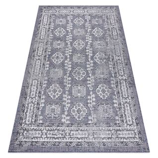 Tapis Sizal Sion Cadre, Ornement, Vintage 2832 Tissé à Plat Bleu / Rose / Ecru 180x270 Cm