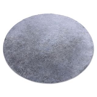 Tapis De Lavage Moderne Lapin Circle Shaggy, Antidérapant Noir / Ivoire Cercle 80 Cm