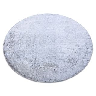 Tapis De Lavage Moderne Lapin Circle Shaggy, Antidérapant Gris / Ivoire Cercle 80 Cm