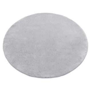 Tapis Teddy Cercle Shaggy Gris Très Épais, En Peluche, Antidérapant, Lavable Cercle 100 Cm