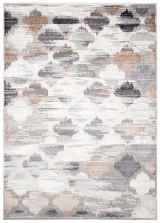 Tapis Salon Crème Marron Noir Gris Treillis 140x200 Valley