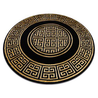 Tapis Gloss Cercle Moderne 6776 86 Élégant, Cadre, Grec Noir / Or Cercle 150 Cm