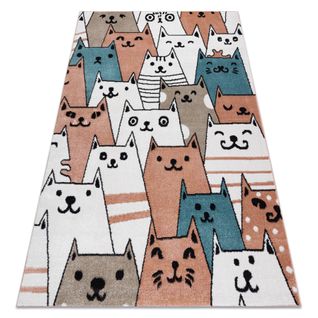 Tapis Fun Gatti Pour Enfants, Chats Animaux Rose 160x220 Cm