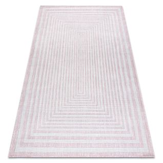 Tapis Sizal Sion Labyrinthe 22376 Tissé à Plat Rose / Ecru 80x150 Cm