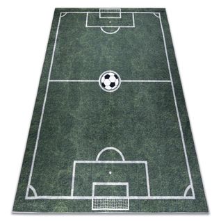 Tapis Lavable Bambino 2138 Terrain, Football Pour Les Enfants Antidérapant - Vert  80x150 Cm
