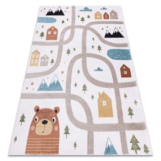 Tapis Fun Polar Pour Enfants Rues, Forêt, Crème 80x150 Cm