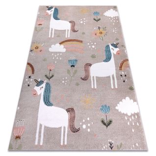 Tapis Fun Sweety Pour Enfants, Licorne, Arc En Ciel Beige  180x270 Cm