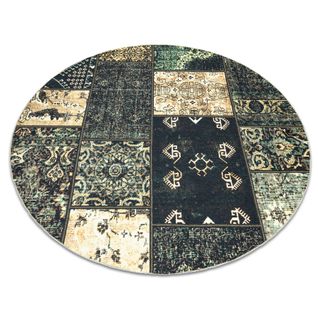 Tapis Antika Ancient Olive Cercle, Patchwork Moderne, Lavable Grec - Verte Cercle 160 Cm