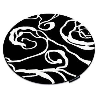 Tapis Hampton Rosa Cercle Roses, Fleurs Noir Cercle 160 Cm