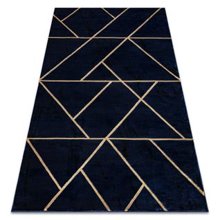 Tapis Emerald Exclusif 1012 Glamour, Élégant Géométrique Blu Scuro / Or 120x170 Cm