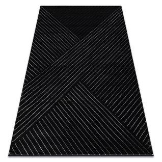 Tapis Emerald Exclusif A0084 Glamour, Élégant, Lignes, Géométrique Noir / Argent  80x150 Cm