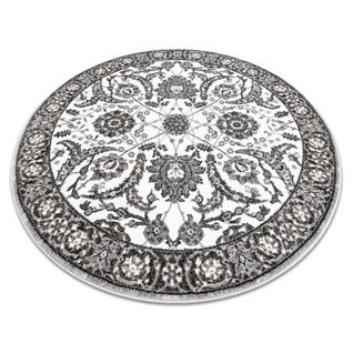 Tapis Mateo 8037/644 Cercle Moderne Cadre, Fleurs - Structurel Gris  Cercle 200 Cm