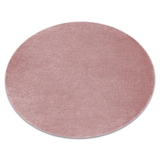 Tapis Softy Cercle Plaine Couleur Unie Rose Cercle 150 Cm