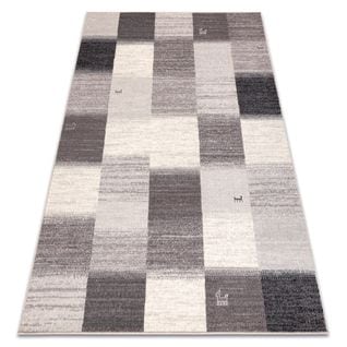 Tapis Laine Angel 7961 / 52022 Géométrique, Cadre Beige / Gris 80x150 Cm