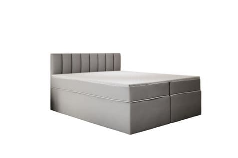 Lit Adulte 160x200 Cm Miami Matelas Ressorts Ensachés Et Surmatelas à Mémoire Velours Gris Clair