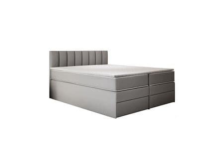 Lit Adulte 180x200 Cm Miami Matelas Ressorts Ensachés Surmatelas Et Tiroirs Velours Gris Clair