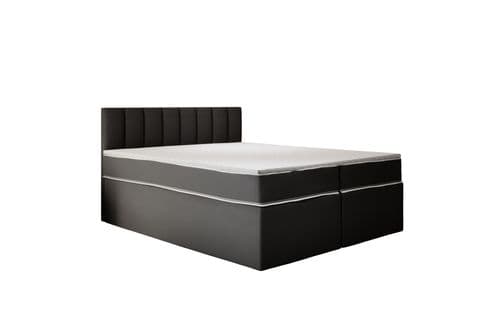 Lit Adulte 180x200 Cm Miami Matelas Ressorts Ensachés Et Surmatelas à Mémoire Velours Gris Foncé