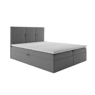 Lit Boxspring 200x200 Cm Top Matelas Ressorts Intégrés, Rangement, Surmatelas En Velours Gris Clair