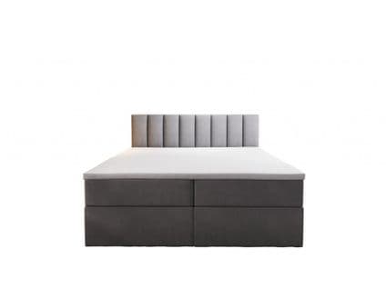 Lit Adulte 140x200 Cm Palermo Avec Matelas Ressorts Intégrés, Rangement, Surmatelas En Velours Gris