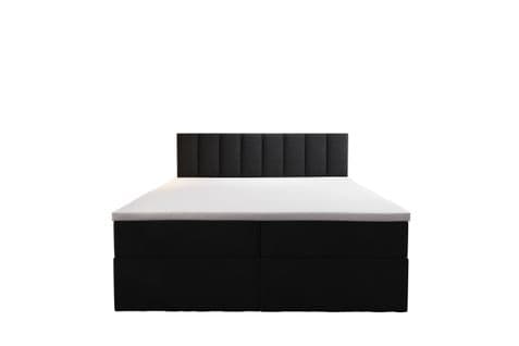 Lit Boxspring 200x200 Cm Palermo Matelas Ressorts Intégrés, Rangement, Surmatelas En Velours Noir