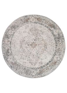 Valley Rond Tapis Poil Court Vintage Beige Gris Clair 120x120cm