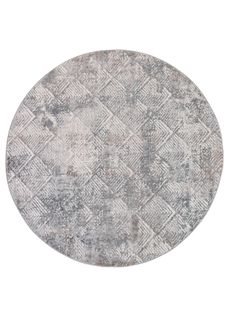 Valley Rond Tapis Poil Court Vintage Beige Gris Clair 100x100cm