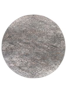 Valley Rond Tapis Poil Court Vintage Beige Gris Clair 200x200cm