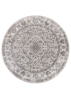 Valley Rond Tapis Poil Court Vintage Beige Gris Clair 160x160cm