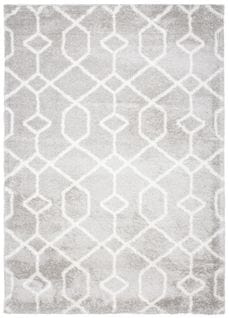 Tapis Poils Longs Blanc Gris Géométrique Molleux 200 X 300 Modena