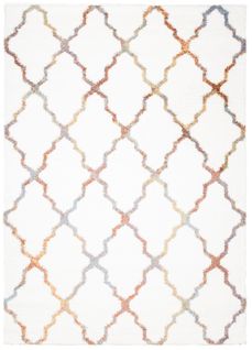 Tapis Poils Longs Enfant Blanc Multicolore Treillis Molleux 120 X 170 Modena