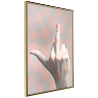Affiche Murale Encadrée "middle Finger" 20 X 30 Cm Or