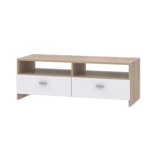 Meuble TV Blanc Mat/chene - L95 Cm - Pilvi