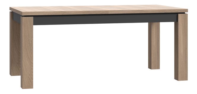 Table L.180cm + allonge MARAUSA imitation chêne/noir