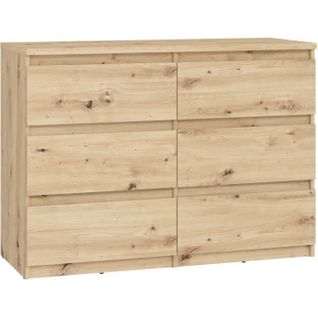 Commode Chelsea 6 Tiroirs L 110 X P 42,2 X H 79,9 Décor Chêne Artisan