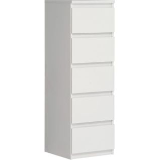 Commode Chelsea 5 Tiroirs L 41,8 X P 42,2 X H 128,1 Cm Décor Blanc Mat