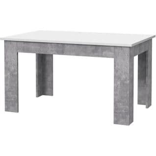 Table à Manger Pilvi - Rectangulaire - Blanc Et Béton Gris Clair - L 140 X I90 X H 75 Cm