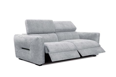 Canapé Droit Calvera 3 Places Avec 2 Relax Électriques Tissu Gris Clair