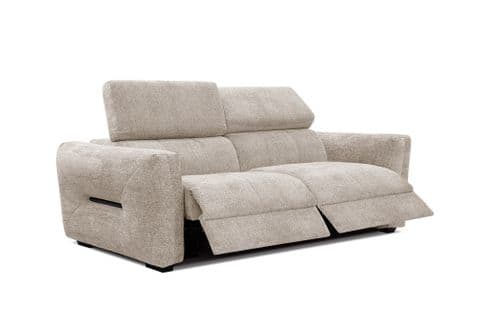 Canapé Droit Calvera 3 Places Avec 2 Relax Électriques Tissu Beige