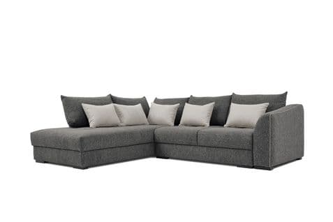 Canapé D'angle Gauche 5 Places Convertible Tissu Gris - Elbe