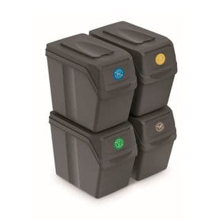 Lot De 4 Cubes De Recyclage 80 L Sortibox En Plastique Gris 4 X 20 L
