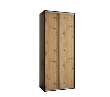 Armoire Davos 1 À Portes Coulissantes 235,2/120/45 2 Portes (noir/artisan/argent)