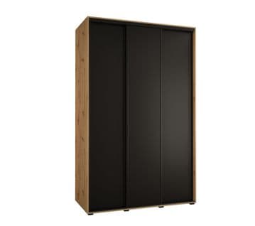 Armoire Davos 1 À Portes Coulissantes 150x45x235.2 Cm - 3 Portes (artisan/noir/noir)