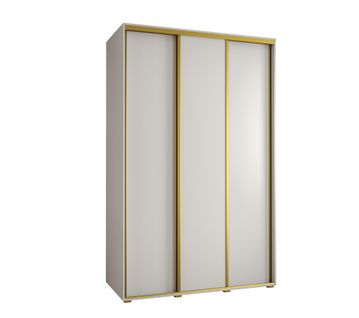 Armoire Davos 1 À Portes Coulissantes 150x45x235.2 Cm - 3 Portes (blanc/blanc/or)