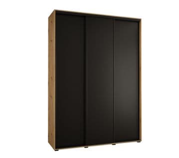 Armoire Davos 1 à Portes Coulissantes 235,2/170/45 3 Portes (artisan/noir/noir)