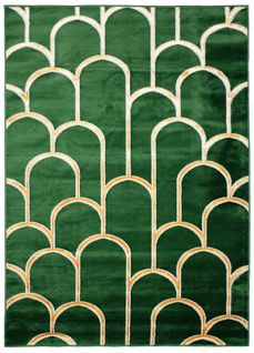 Tapis Salon Vert Or Brillant Géométrique Doux Fin 120 X 170 Cm Turmalin