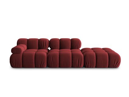 Canapé Modulable Droit "bellis", 4 Places, Rouge Foncé, Velours