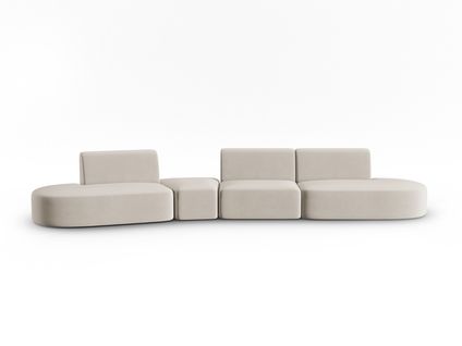 Canapé Modulable Gauche "shane", 6 Places, Beige, Velours