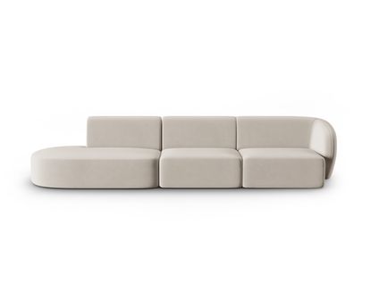 Canapé Modulable Gauche "shane", 4 Places, Beige, Velours